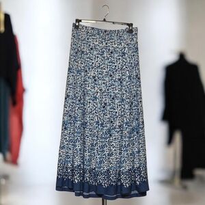 Roaman's Blue and White Maxi Skirt Sz 22/24